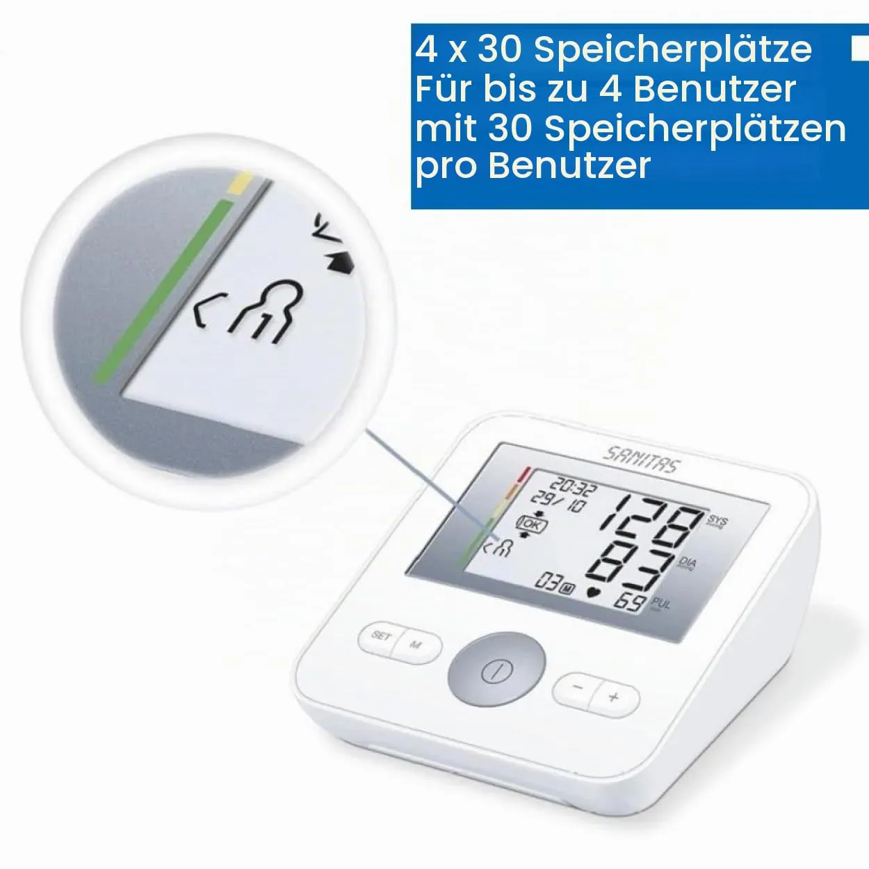 Sanitas SBM 18 Oberarm-Blutdruckmessgerät mit Manschettensitzkontrolle
