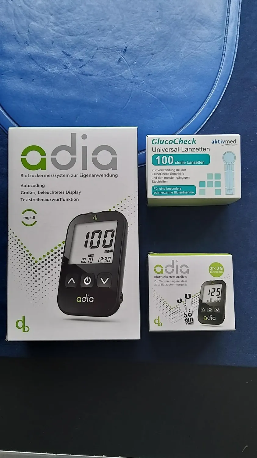 adia Blutzuckermessgerät Komplett-Set 60 Streifen