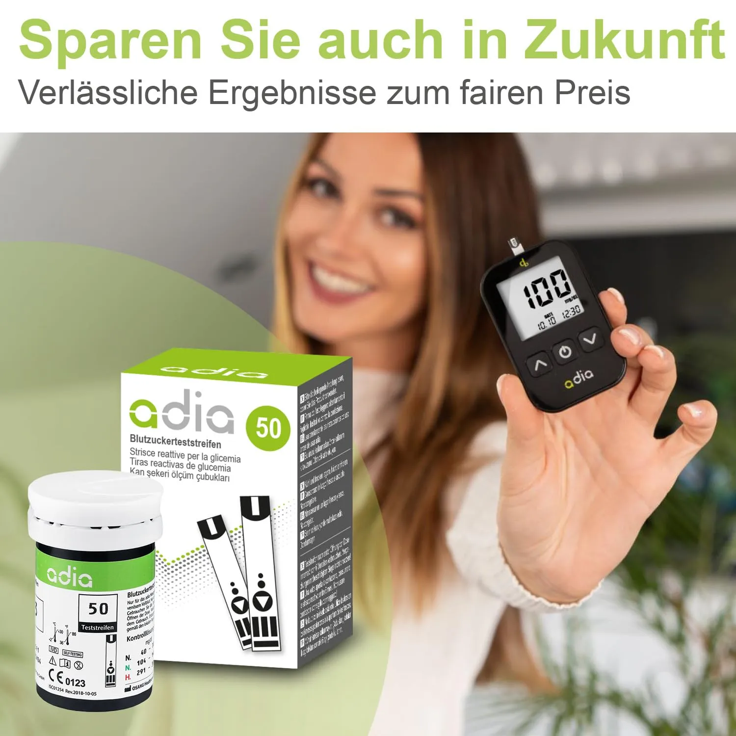 adia Blutzuckerteststreifen 200 Stück ohne Kodieren