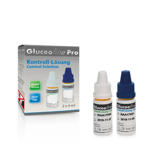 Metrado Gluceofine Pro Kontrolllösung Normal Hoch 2x4 ml