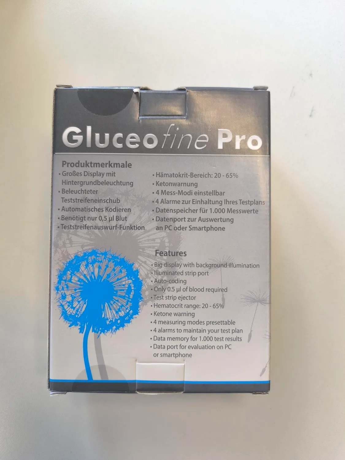 Metrado Gluceofine Pro Blutzuckermessgerät Starter-Set Bluetooth
