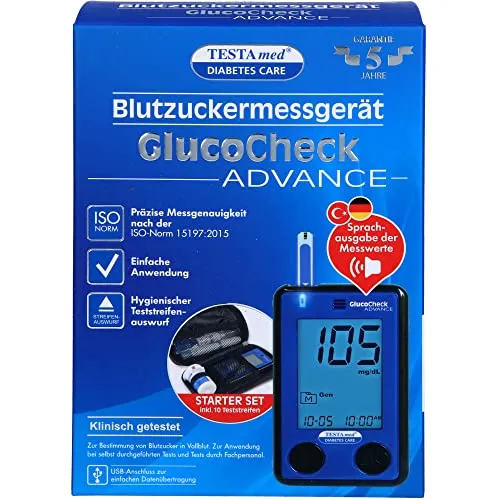 TESTAmed GlucoCheck ADVANCE Blutzuckermessgerät Starter-Set