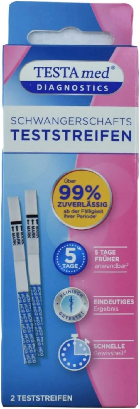 Testa med DIAGNOSTICS Schwangerschaftstest Streifen