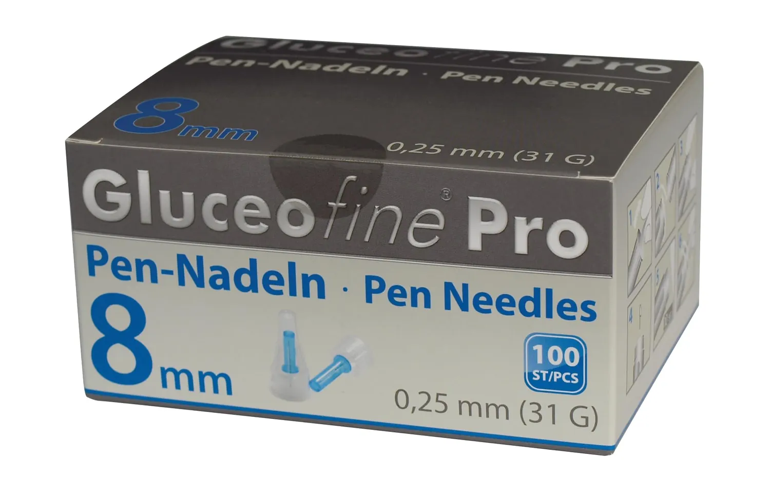 Metrado Gluceofine Pro Pen-Nadeln 31G x 8 mm Silikon