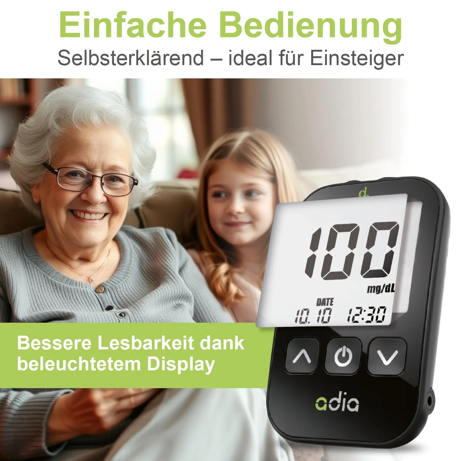 adia Blutzuckermessgerät mg/dL Set