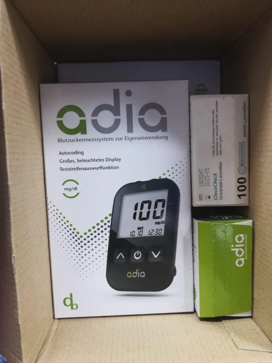 adia Blutzuckermessgerät Komplett-Set 60 Streifen