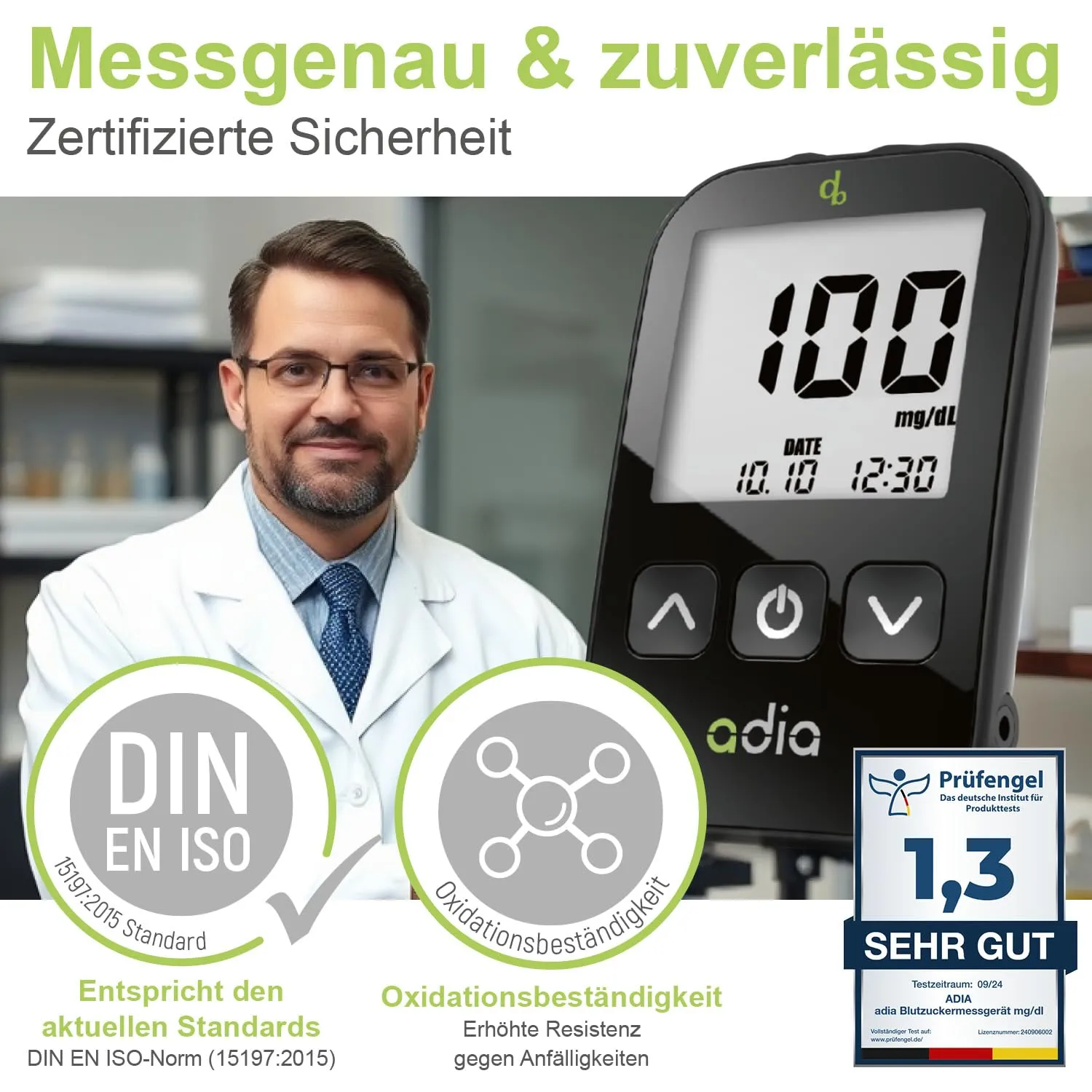 adia Blutzuckermessgerät mg/dL Set