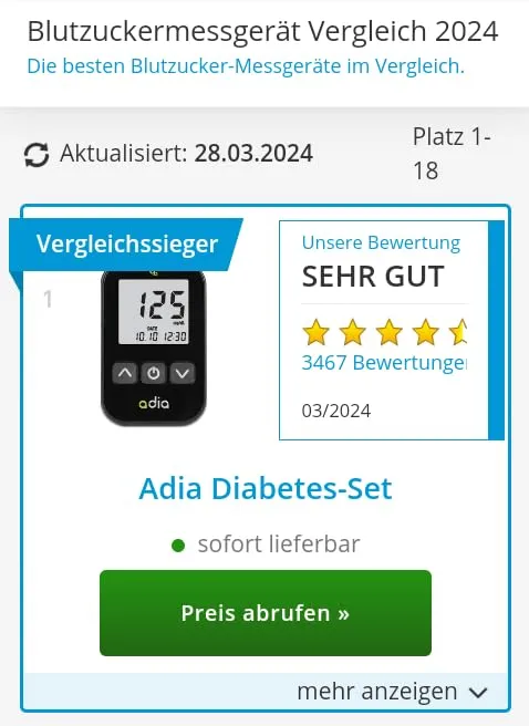adia Blutzuckermessgerät mg/dL Set