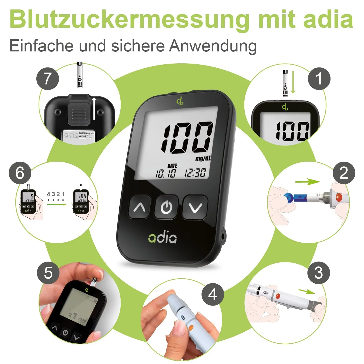 adia Blutzuckerteststreifen 200 Stück ohne Kodieren