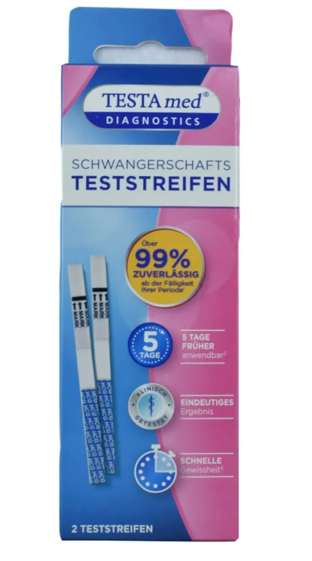Testa med DIAGNOSTICS Schwangerschaftstest Streifen