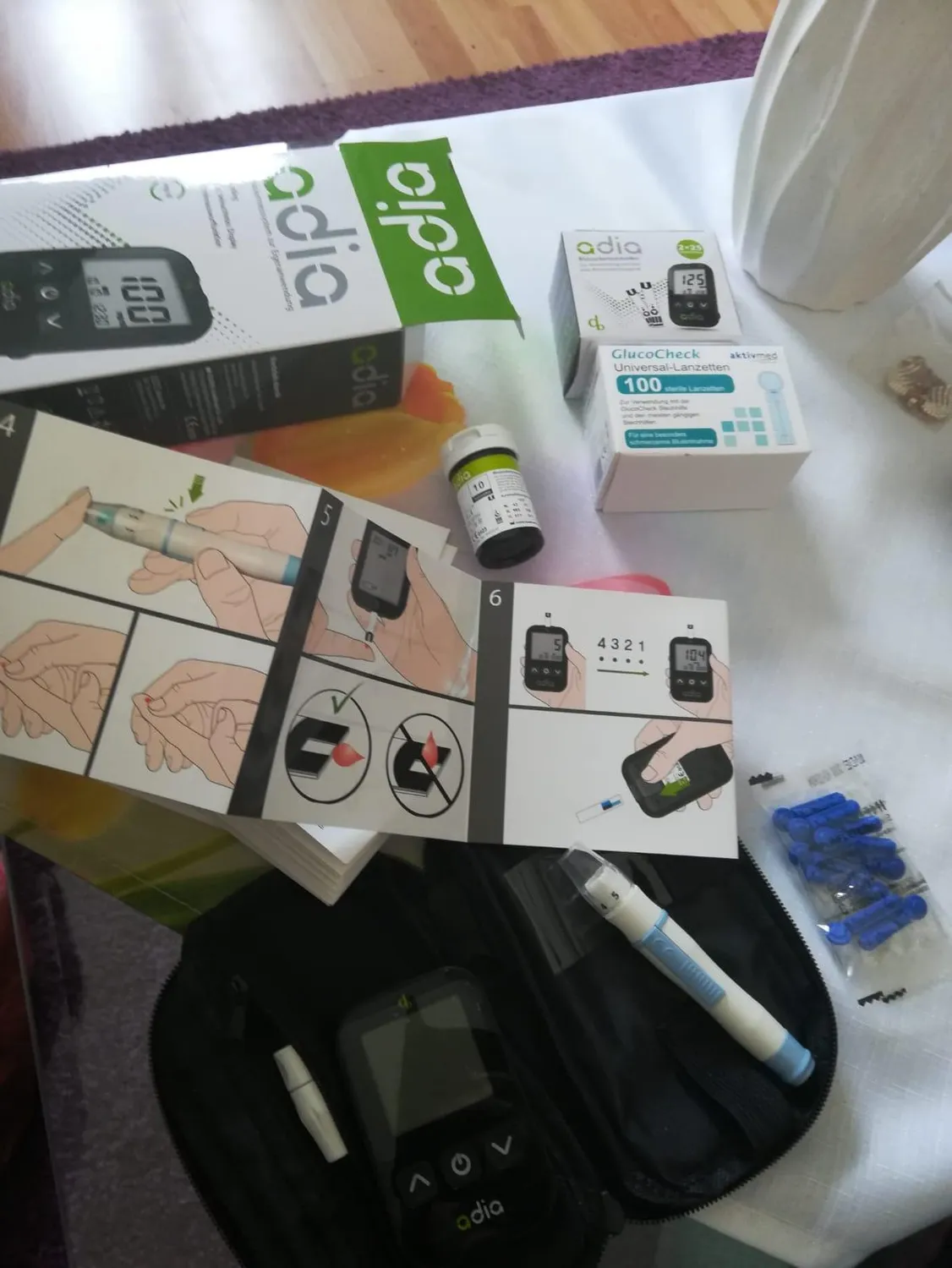 adia Blutzuckermessgerät Komplett-Set 60 Streifen