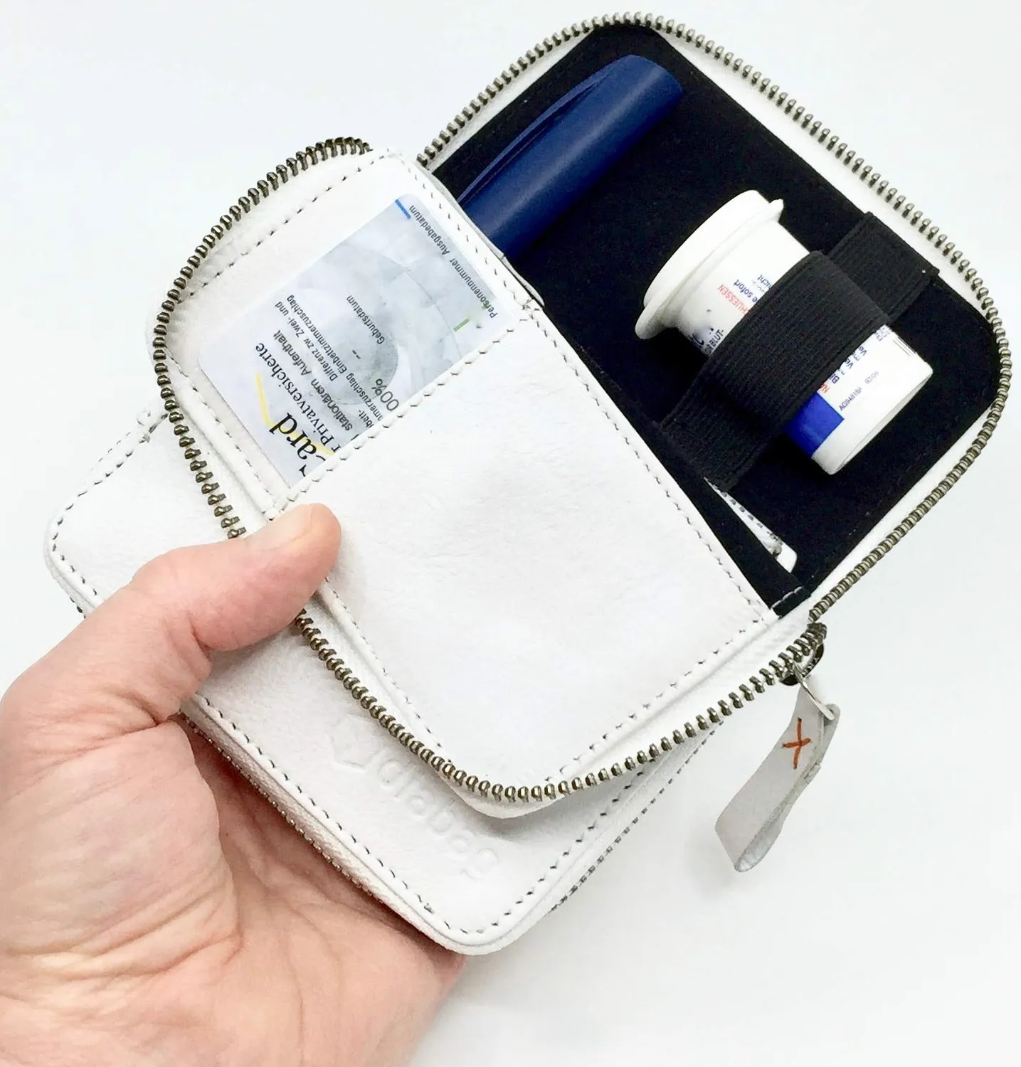 Diabag ONE 101-2 Diabetiker-Tasche Leder Weiß 12 cm
