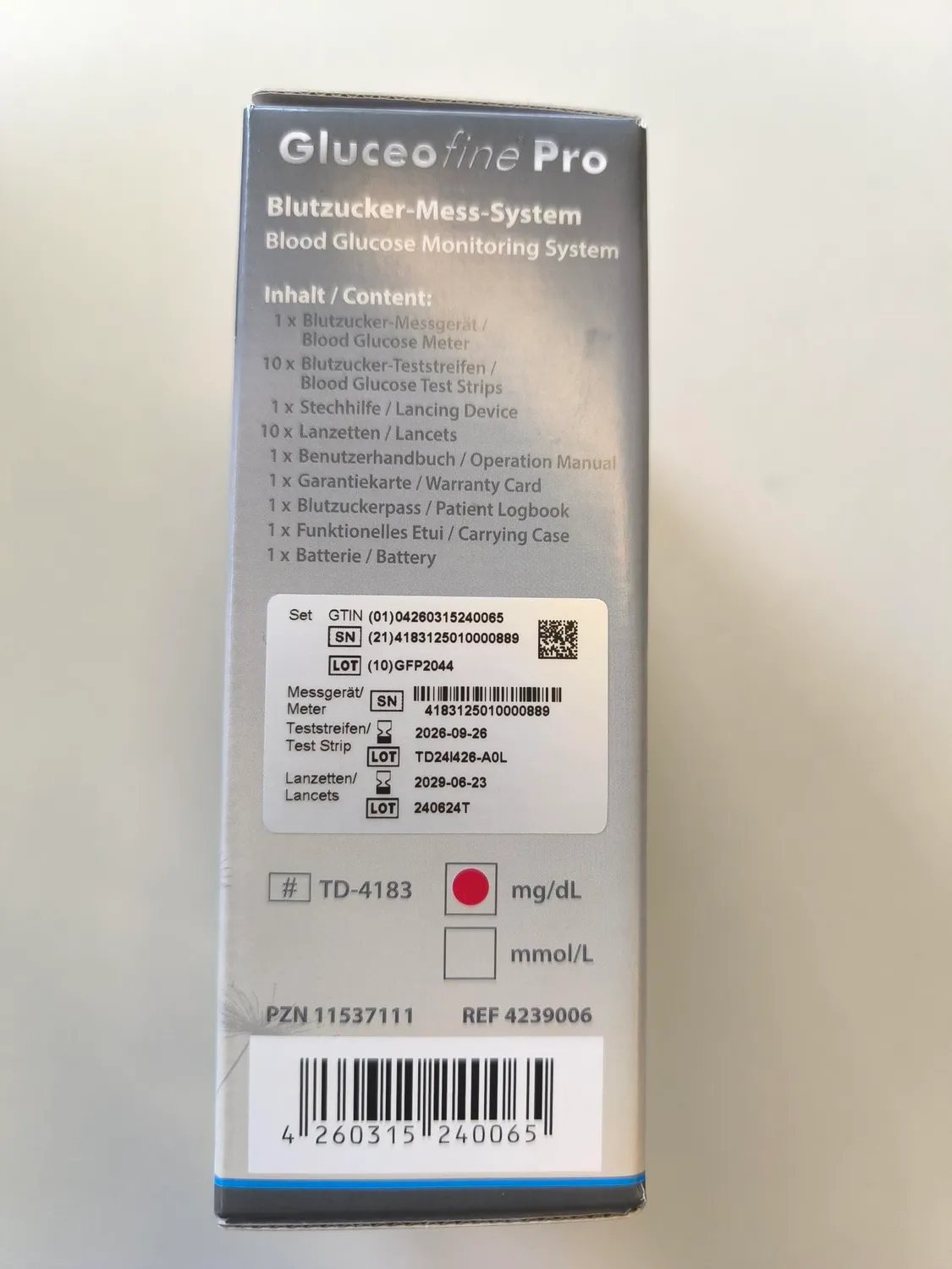 Metrado Gluceofine Pro Blutzuckermessgerät Starter-Set Bluetooth
